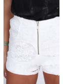 Cream lace shorts with zipper ZZ383 - Online store - Boutique